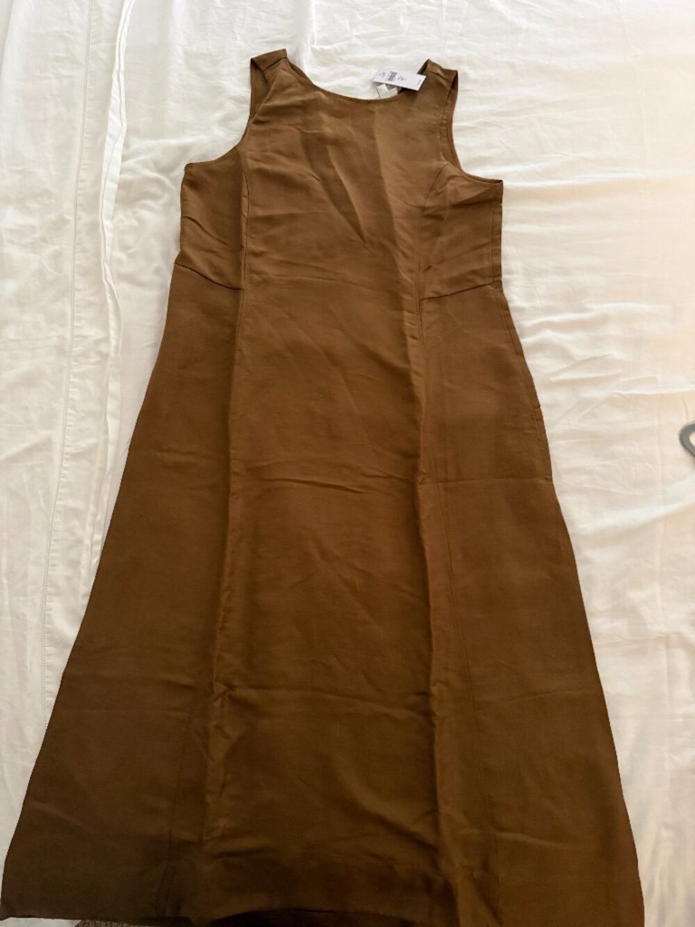 NWT J.Jill Linen Blend A-Line Elliptical Midi Dress Breen Brown Size MT Tall